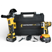 Набір акумуляторних інструментів 2-в-1 Instrumentop  21V з двома акумуляторами 5.0Ah, швидкою зарядкою та кейсом  універсальний комплект для дому, майстерні та ремонту